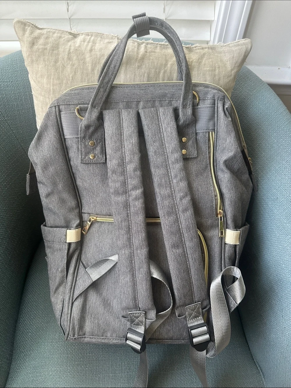 Land Mommy & Me Gray Lightweight Diaper Bag Backpack